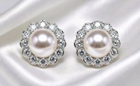 Ohrringe Stecker 750 Gold 1,2 ct Diamant Perle - Bild 7