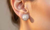 Ohrringe Stecker 750 Gold 1,2 ct Diamant Perle - Bild 9