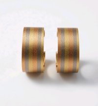 Tricolor-Creolen 585 Gold, mattiert - Bild 2