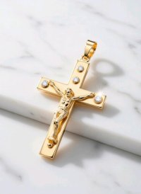 Kreuz-Anhänger 585 Gold mit 0,6 ct Diamant - Bild 1