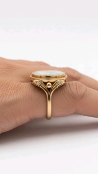 Barock-Diamantring 585 Gold Vintage - Bild 4
