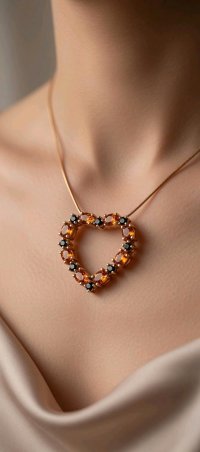 Collier 585 Gold mit Citrin & Rauchquarz - Bild 1