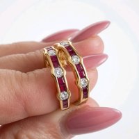 750 Gold Ohrringe Creolen Rubin 1,1 ct & Diamant 0,7 ct - Bild 3