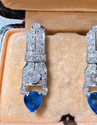 Platin-Ohrstecker 950 mit Diamanten und Saphiren - Bild 2