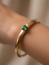 Armreif 585 Gelbgold Bangle mit 0,3 ct Smaragd - Bild 4