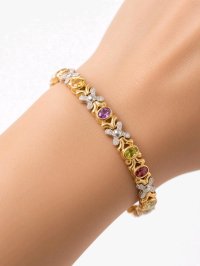 Tennisarmband 585 Gold Diamant & Saphir 4,5 ct - Bild 2