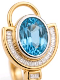750 Gold Creolen mit Diamant & Aquamarin - Bild 2