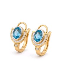 750 Gold Creolen mit Diamant & Aquamarin - Bild 4