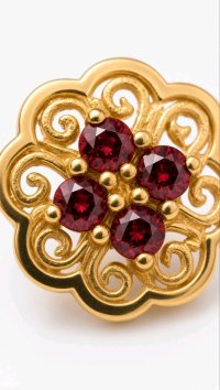 Ohrringe 585 Gelbgold Creolen mit Granat - Bild 2