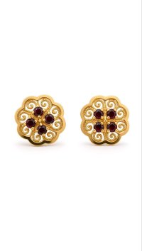 Ohrringe 585 Gelbgold Creolen mit Granat - Bild 3
