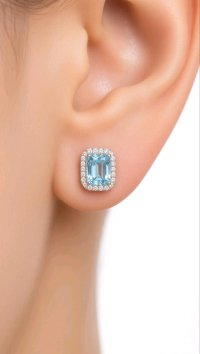 585 Gold Ohrringe Creolen Blautopas 2,5 ct - Bild 2