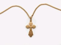 585 Gelbgold Halskette Figaro mit Kreuz-Anhänger - Bild 1
