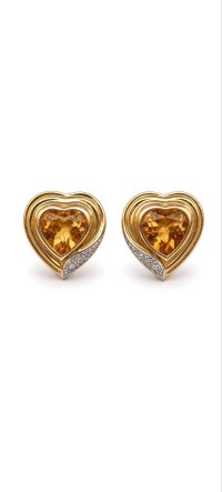 585 Gelbgold Creolen mit Citrin & Diamant - Bild 3