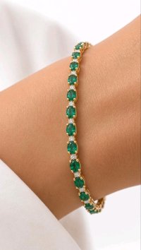 585 Gold Armreif Smaragd & Diamanten - Bild 1