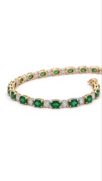 585 Gold Armreif Smaragd & Diamanten - Bild 2