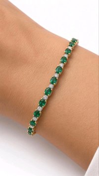 585 Gold Armreif Smaragd & Diamanten - Bild 4