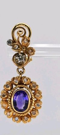 585 Gold Ohrringe Creolen mit Diamant Amethyst - Bild 2