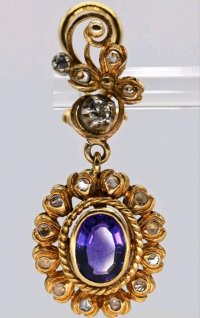 585 Gold Ohrringe Creolen mit Diamant Amethyst - Bild 3