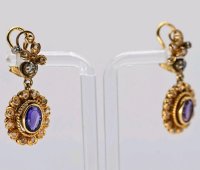 585 Gold Ohrringe Creolen mit Diamant Amethyst - Bild 5