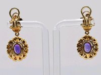 585 Gold Ohrringe Creolen mit Diamant Amethyst - Bild 6