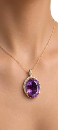 585 Gold Anhänger Amethyst 8,3 ct & Diamanten - Bild 1