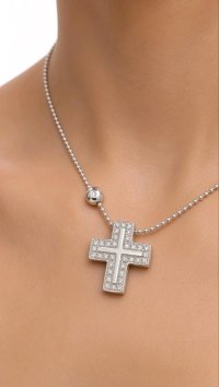 Kreuz-Anhänger 750 Gold mit Kette & Diamant - Bild 1
