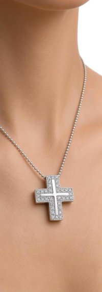 Kreuz-Anhänger 750 Gold mit Kette & Diamant - Bild 3