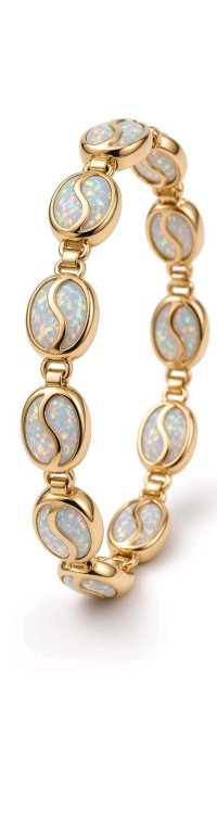 Armreif 585 Gelbgold Opal antik 19 cm - Bild 2