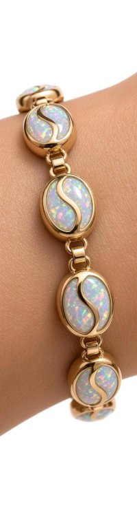 Armreif 585 Gelbgold Opal antik 19 cm - Bild 4