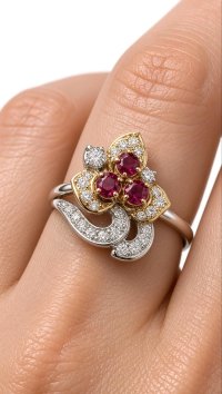 Verlobungsring 750 Gold Diamant 0,97 ct Rubin - Bild 1