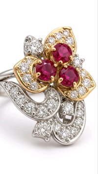 Verlobungsring 750 Gold Diamant 0,97 ct Rubin - Bild 2
