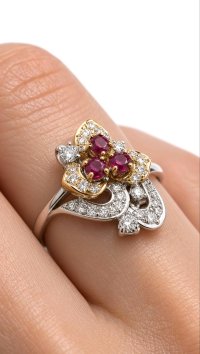 Verlobungsring 750 Gold Diamant 0,97 ct Rubin - Bild 4