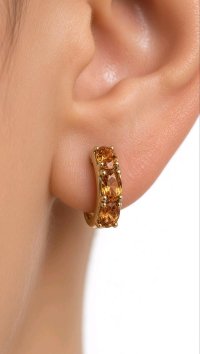 Ohrstecker Creolen 585 Gold mit Citrin - Bild 1