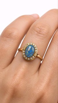 Ring 585 Gold mit Diamant 0,21 ct & Opal - Bild 1