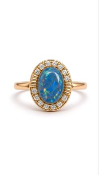 Ring 585 Gold mit Diamant 0,21 ct & Opal - Bild 4