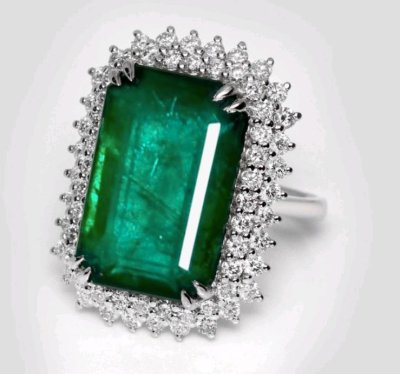 Verlobungsring 750 Gold Smaragd 13,01 ct Diamant
