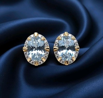 Ohrringe 585 Gold Aquamarin 1,91 ct Diamant