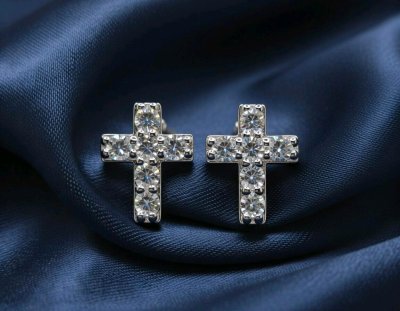 Ohrstecker 585 Gelbgold Diamant 0,3 ct Kreuz