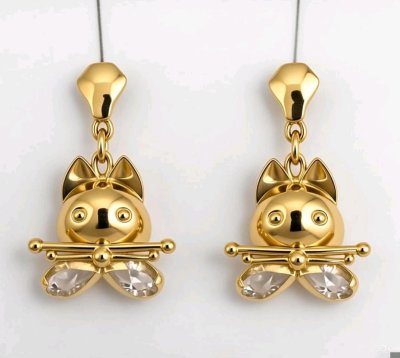 Ohrstecker 750 Gold Katze Creolen