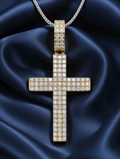 Kreuzanhänger 750 Gold mit 0,8 ct Diamant