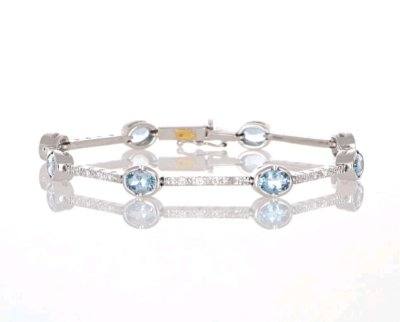 Armreif 585/14K Gold Aquamarin Diamant 7,4ct