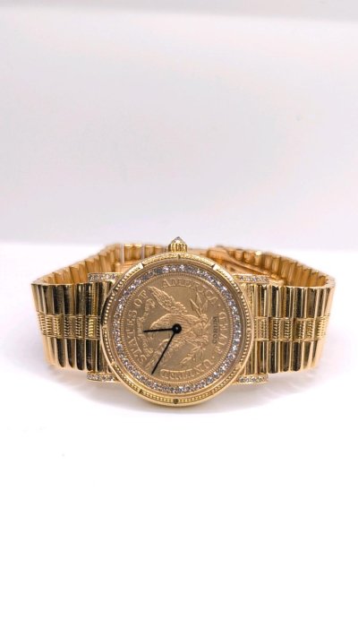 Corum Coin Uhr 750 Gelbgold Diamanten