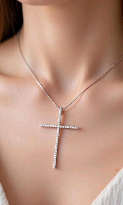 Kreuz-Anhänger 750 Gelbgold mit Collier