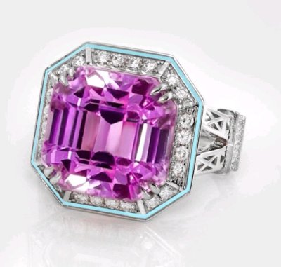 Verlobungsring 585 Gold Kunzit 14,15 ct Diamant