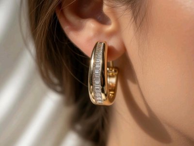 Diamant-Ohrringe 750 Gold 2ct Stecker Creolen