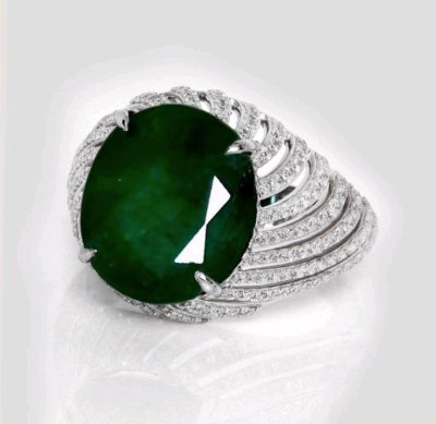 Verlobungsring 585 Gold Smaragd 7,88 ct Diamant