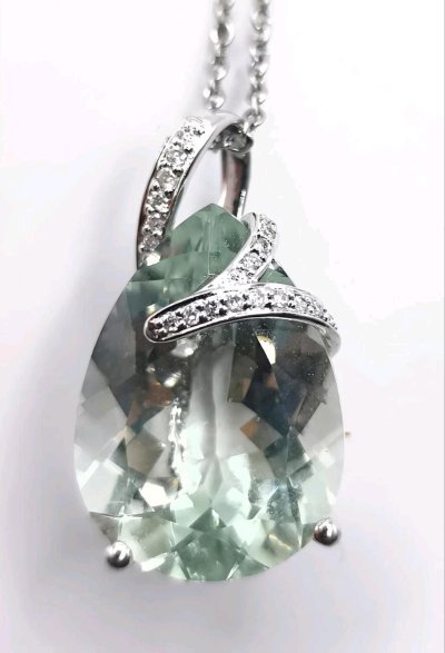 585 Gold Anhänger Aquamarin 13ct Diamant