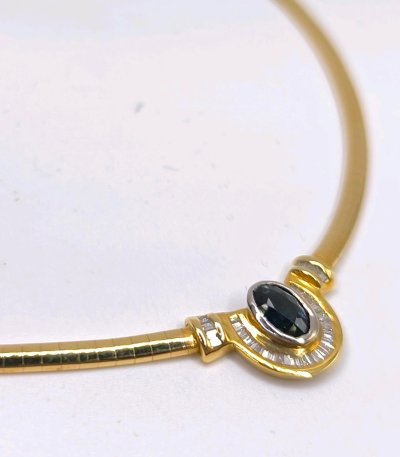 Collier 750 Gold Saphir Diamanten 18 Karat