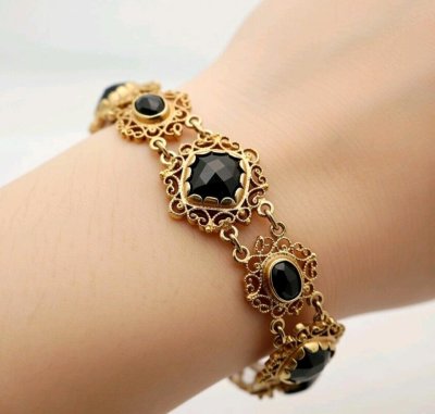 Armreif 585 Gelbgold Antik Granat Massiv