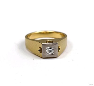 Siegelring 750 Gelbgold mit Diamant 0,45 ct